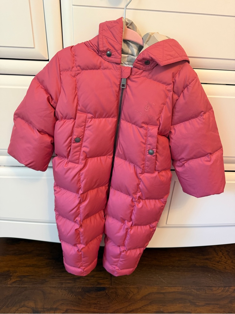 Kids Burberry Hooded Snowsuit - Pink